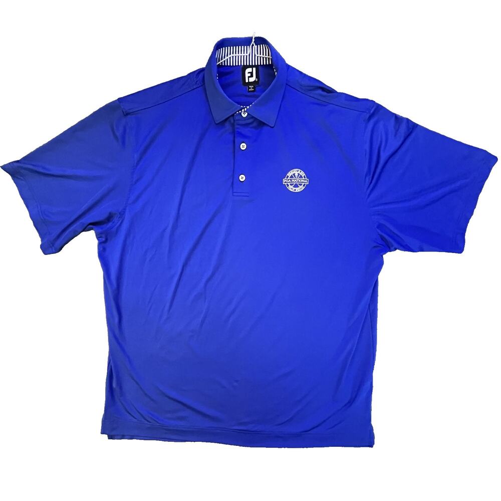 FootJoy Polo Shirt Mens XL Blue PGA National Embroidered Golf Moisture Wicking